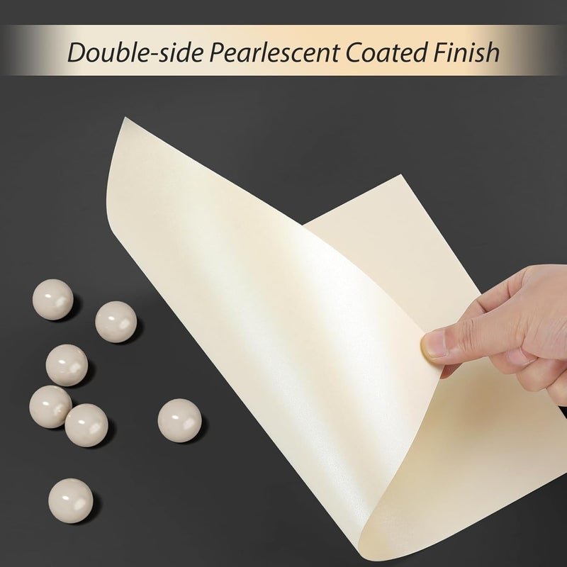 CREGEAR 100 Sheets Cream Shimmer Cardstock Printer Paper 8.5 x 11, 78lb/210gsm Glossy Card Stock, Premium Pearl Cardstock, Double Side Pearlescent Paper for DIY Craft, Christmas Card Making,Invitation - Image 3
